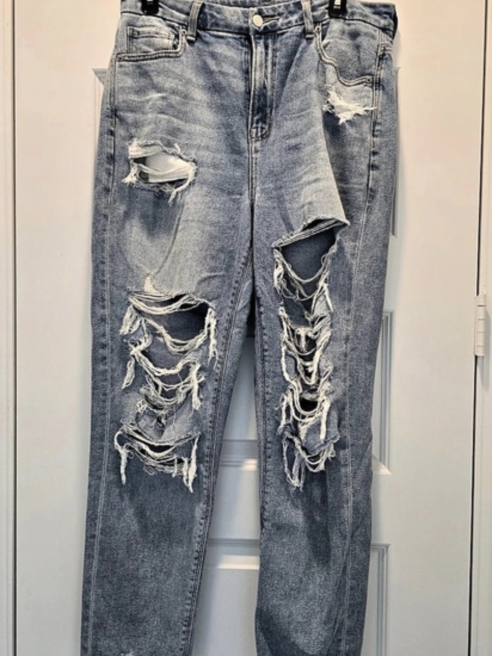 American Eagle Curvy Mom Jean Distressed Blue Jeans Waist 12